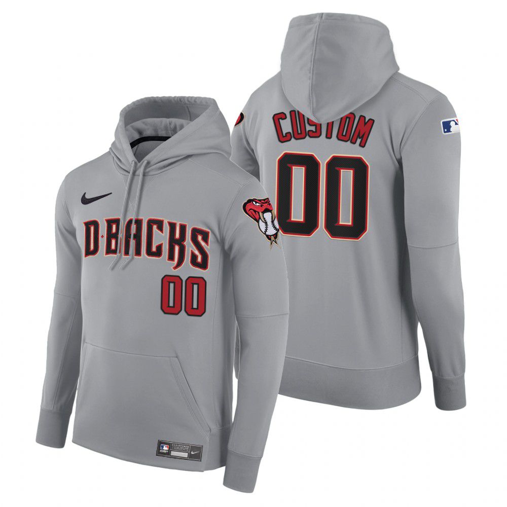Men Arizona Diamondback #00 Custom gray road hoodie 2021 MLB Nike Jerseys->arizona diamondback->MLB Jersey